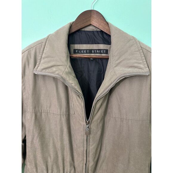 Fleet Street Womens Zip-Up Light Jacket W/ Elastic Cuffs & Pockets Size L Beige - Picture 2 of 11